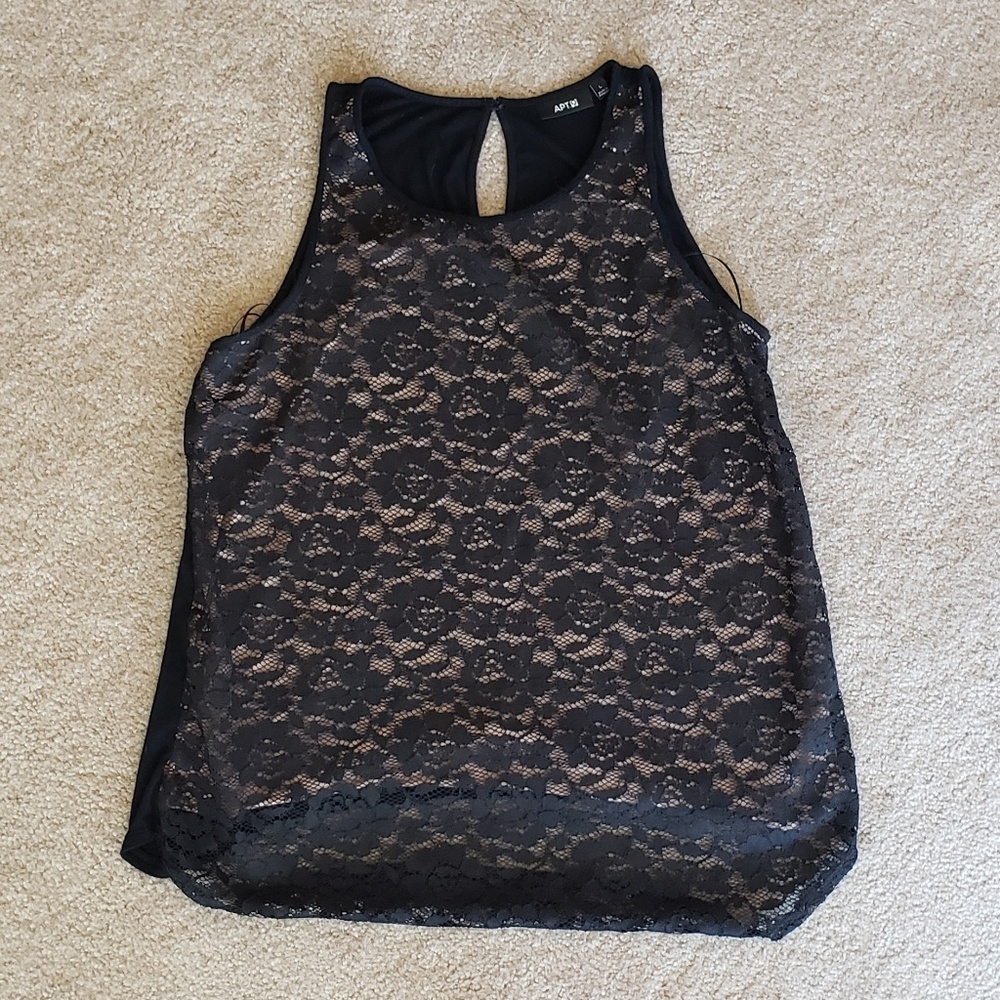 Apt 9 black lace lined sleeveless top